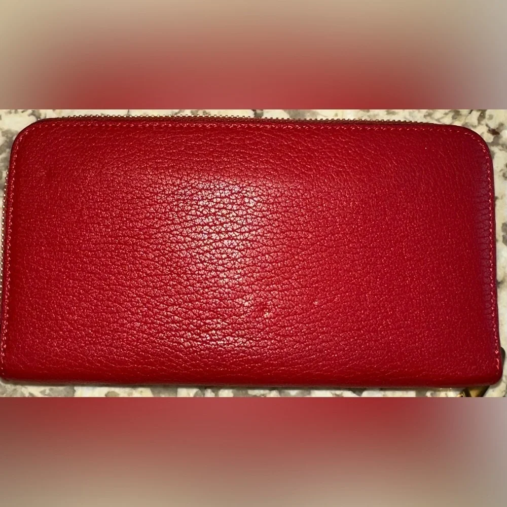 Classic Chloé Red Leather Front Pocket Continental Zip @ Wallet Gold Hardware
